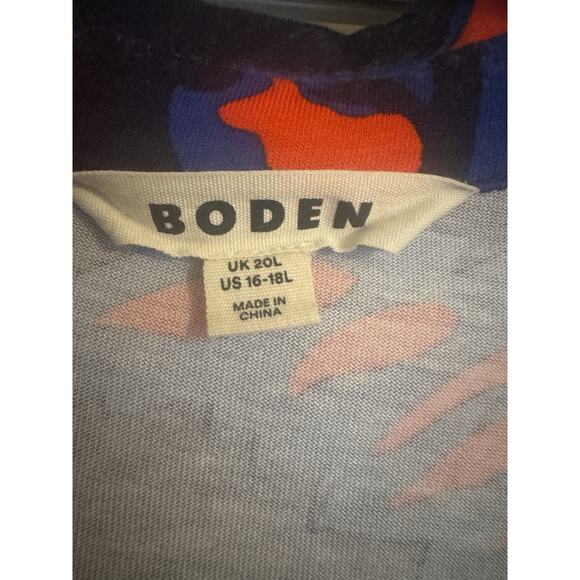 Boden Laura Jersey Midi Shirt Dress Size 16L Navy Red Floral Pattern with Belt - Picture 5 of 9